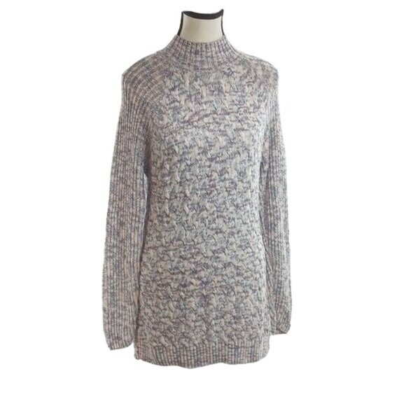 Croft & Barrow Sweater Pink Purple Knit Tunic Mock Neck Womens Size Medium - Picture 1 of 7